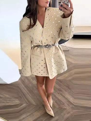 Lune London | Jacket - Loose Fit - Open Front - Fitted with Belt - Stud Details