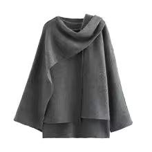 Lune London | Coat - Knit structure - Oversized fit - Asymmetrical collar - Mid-length