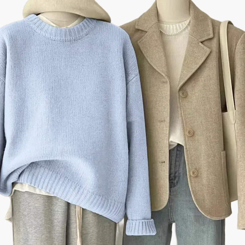 Lune London | Casual Japanese Retro Style Set - Knit Sweater and Blazer for Everyday and Leisure