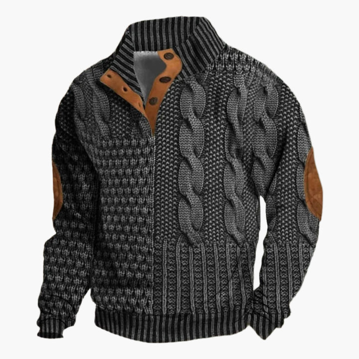 Lune London | Vintage Knit Pattern Bomber Jacket - Trendy Casual Jacket with Button Placket