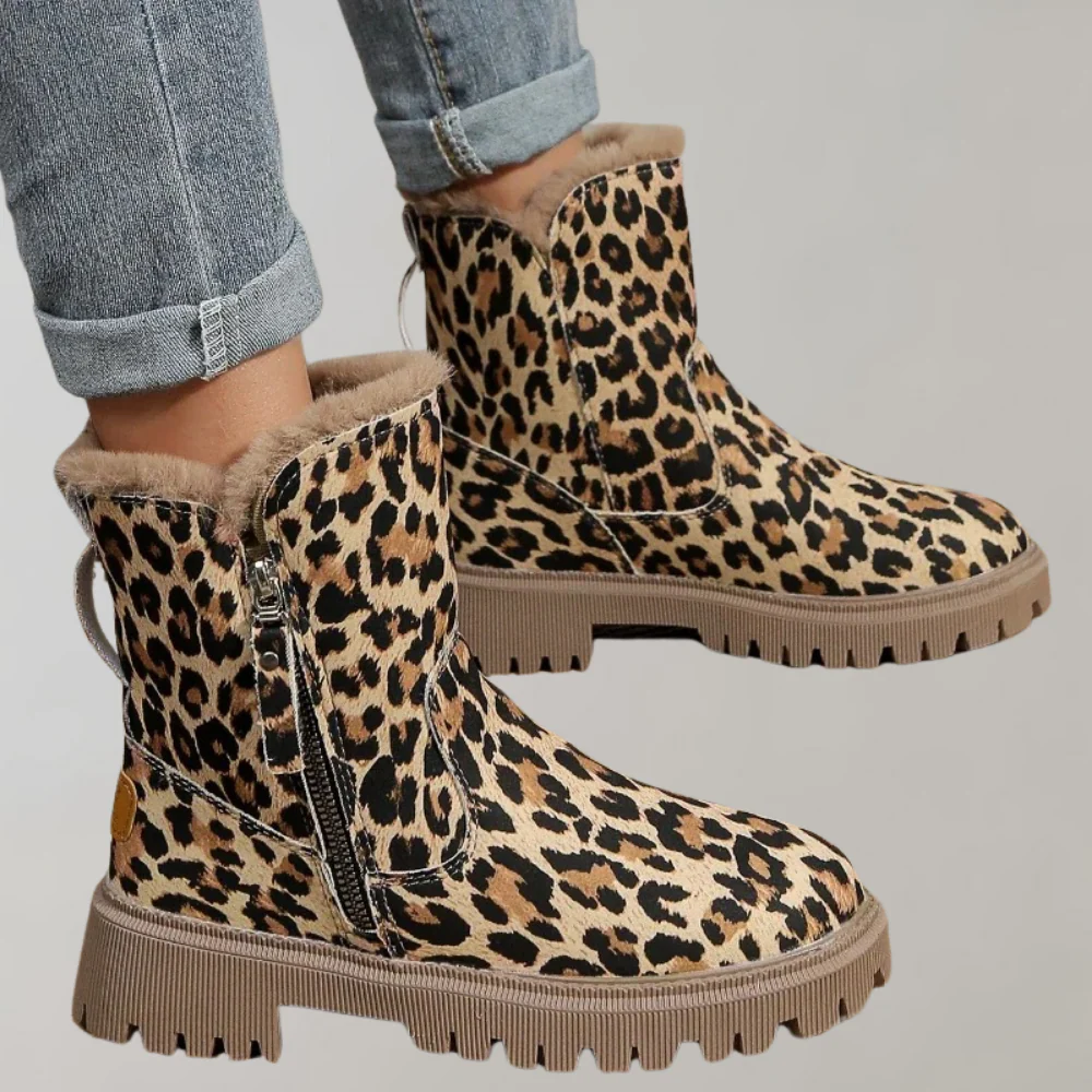 Lune London | Ankle Boots - Plush Lining - Side Zipper - Durable Sole - Fashionable Print