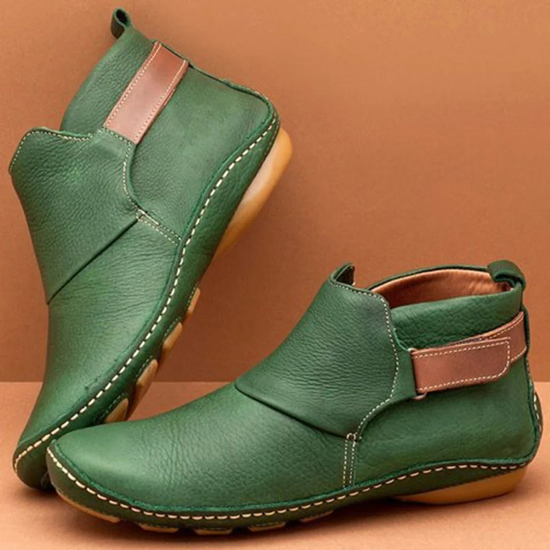 Lune London | Ankle boots - Smooth leather - Round toe - Strap detail - Casual fit