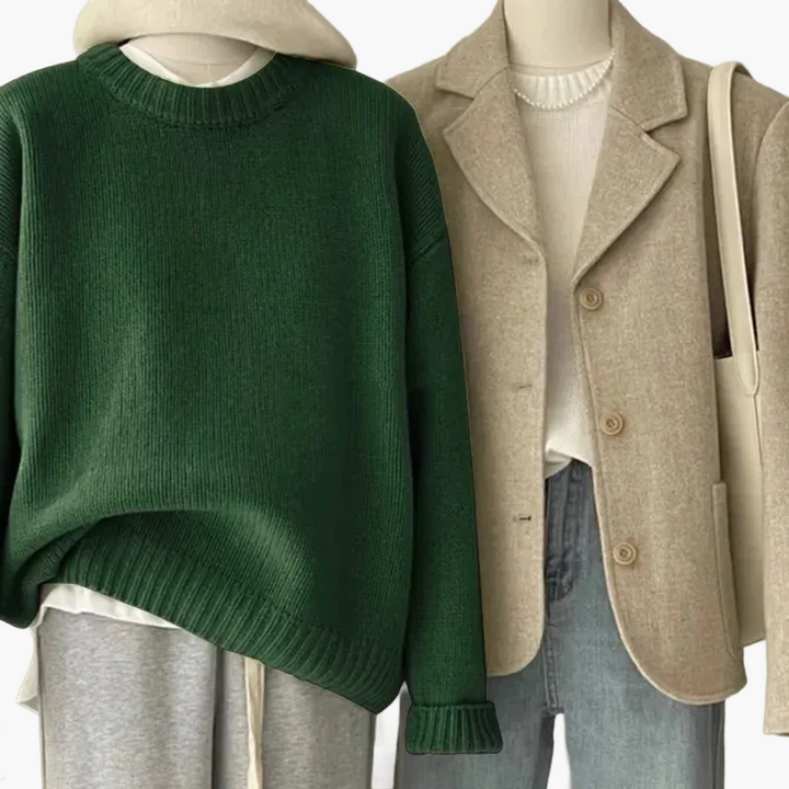 Lune London | Casual Japanese Retro Style Set - Knit Sweater and Blazer for Everyday and Leisure