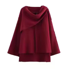 Lune London | Coat - Knit structure - Oversized fit - Asymmetrical collar - Mid-length
