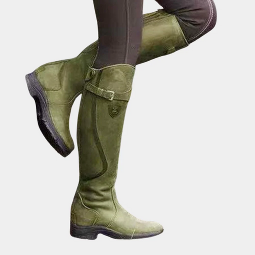 Lune London | Ankle High Boots - Slim Fit - Water Repellent Suede Look - Strap Buckle Detail