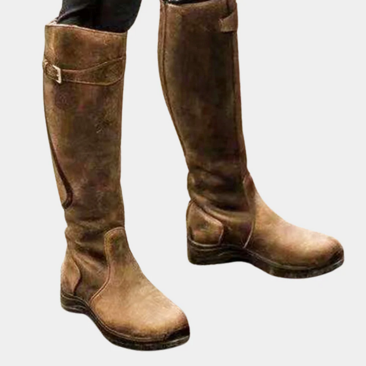 Lune London | Ankle High Boots - Slim Fit - Water Repellent Suede Look - Strap Buckle Detail