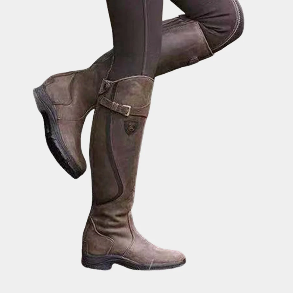 Lune London | Ankle High Boots - Slim Fit - Water Repellent Suede Look - Strap Buckle Detail
