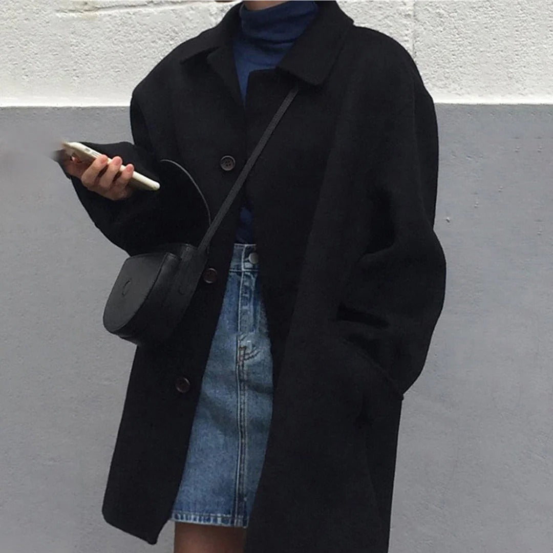 Lune London | Jacket - Wool - Loose Fit - Hip Length - Button Closure - Classic Collar