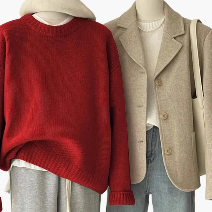 Lune London | Casual Japanese Retro Style Set - Knit Sweater and Blazer for Everyday and Leisure
