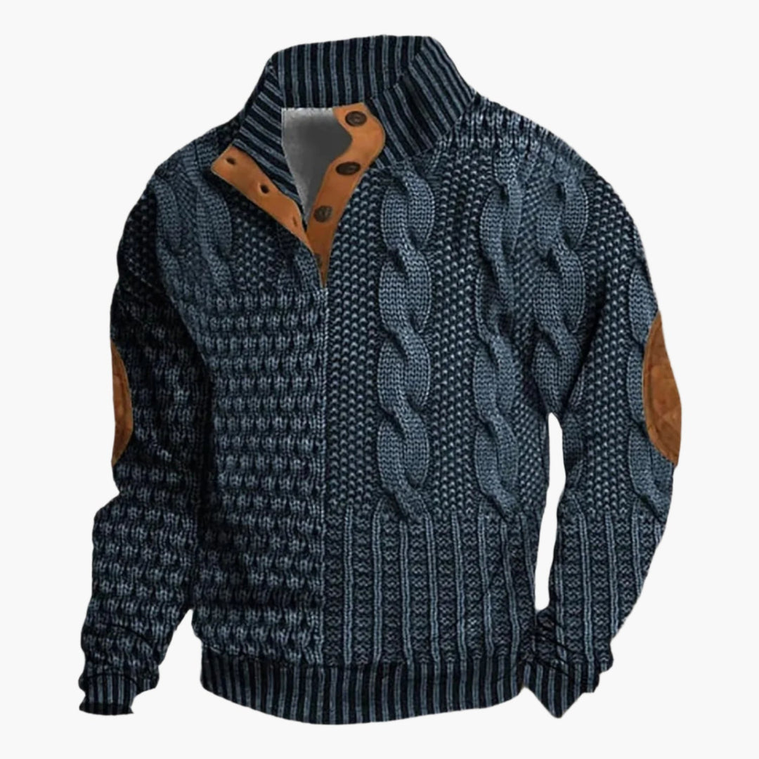 Lune London | Vintage Knit Pattern Bomber Jacket - Trendy Casual Jacket with Button Placket