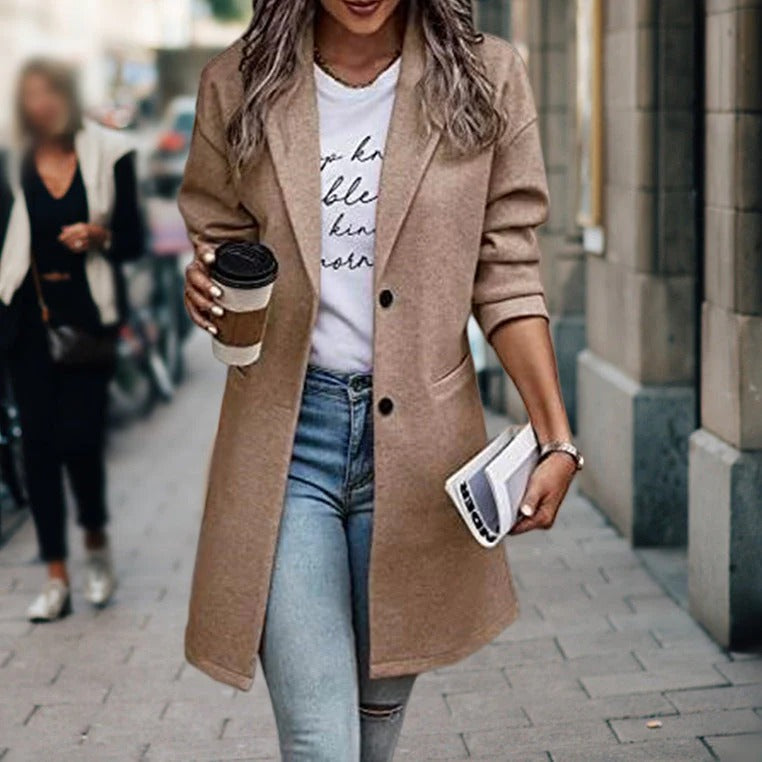 Lune London | Coat - Tailored - Wool look - Knee length - Structured collar