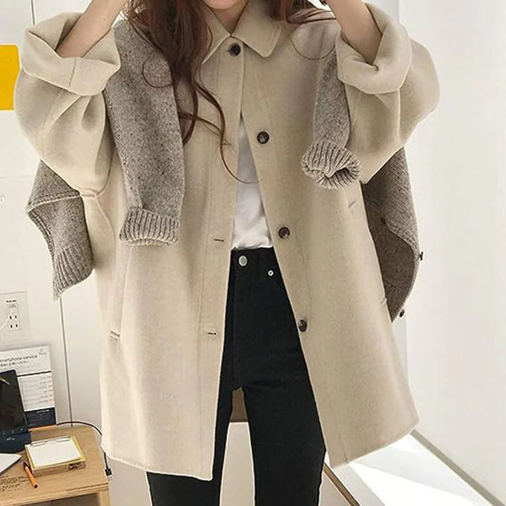 Lune London | Jacket - Wool - Loose Fit - Hip Length - Button Closure - Classic Collar