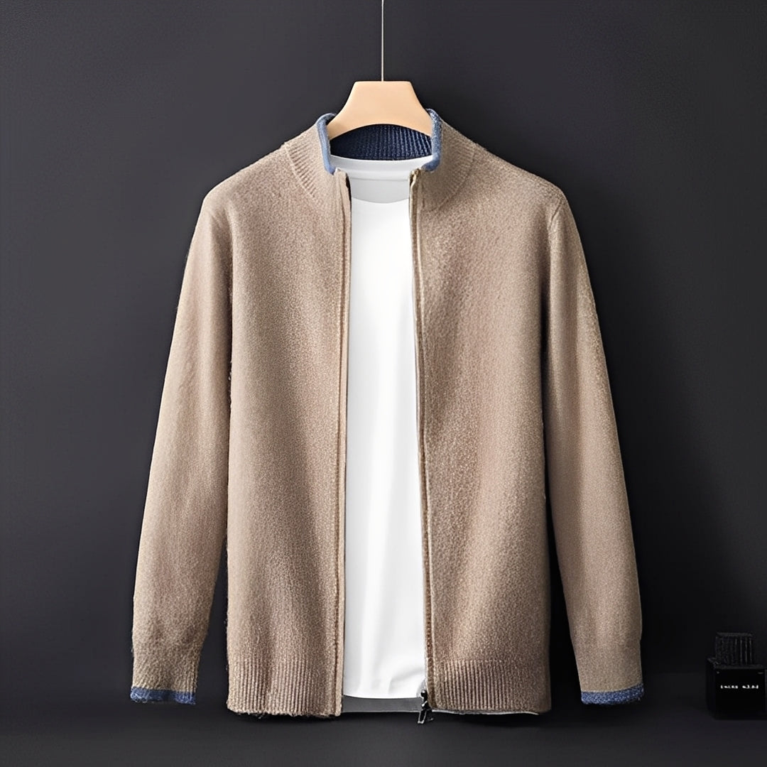 Chic Und Stil | Modern Cashmere Coat with Zipper for Men