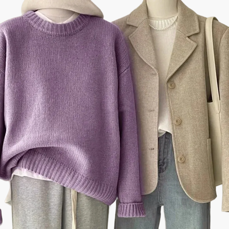 Lune London | Casual Japanese Retro Style Set - Knit Sweater and Blazer for Everyday and Leisure
