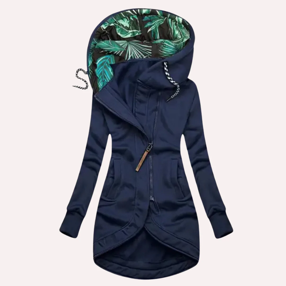 Lune London | Jacket - Slim Fit - Soft Fleece - Printed Hood - Asymmetric Zipper