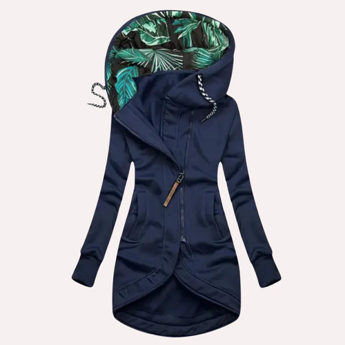 Lune London | Jacket - Slim Fit - Soft Fleece - Printed Hood - Asymmetric Zipper