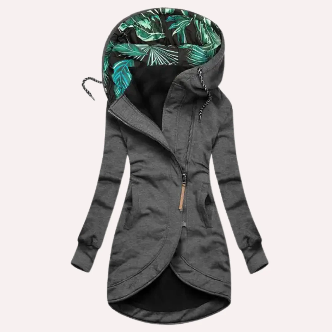 Lune London | Jacket - Slim Fit - Soft Fleece - Printed Hood - Asymmetric Zipper