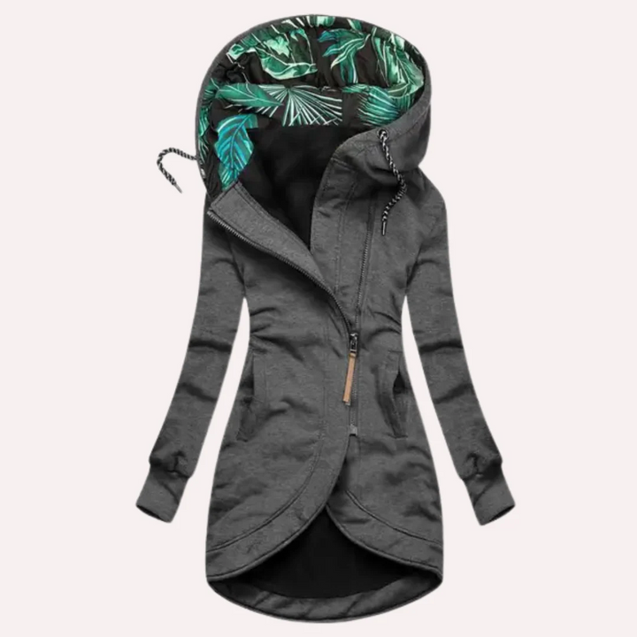Lune London | Jacket - Slim Fit - Soft Fleece - Printed Hood - Asymmetric Zipper