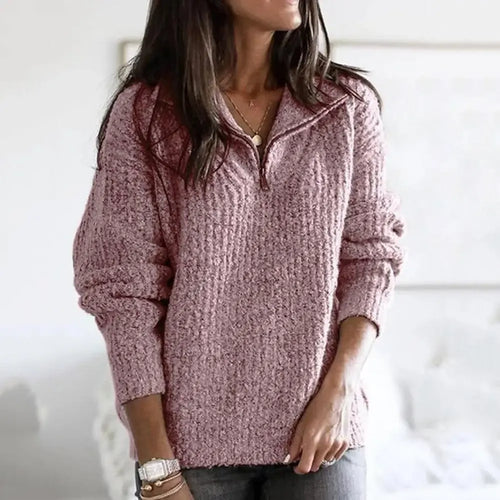 Lune London | Half-Zip Pullover - Loose Fit - Chunky Knit - Soft Wool - Casual Wear