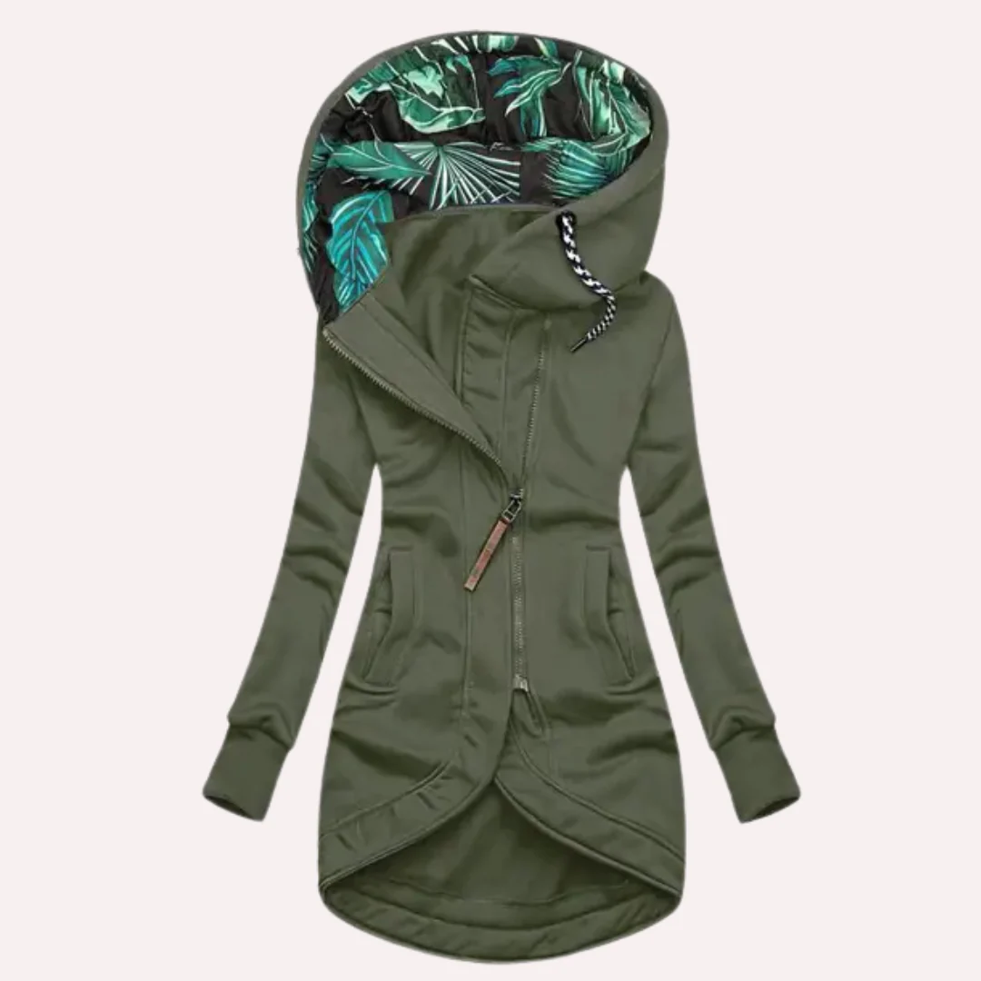 Lune London | Jacket - Slim Fit - Soft Fleece - Printed Hood - Asymmetric Zipper