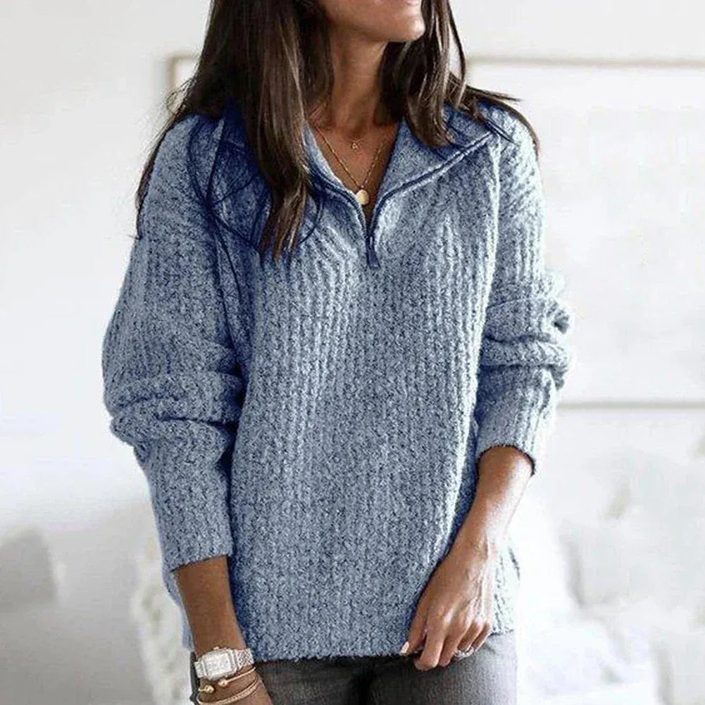 Lune London | Half-Zip Pullover - Loose Fit - Chunky Knit - Soft Wool - Casual Wear