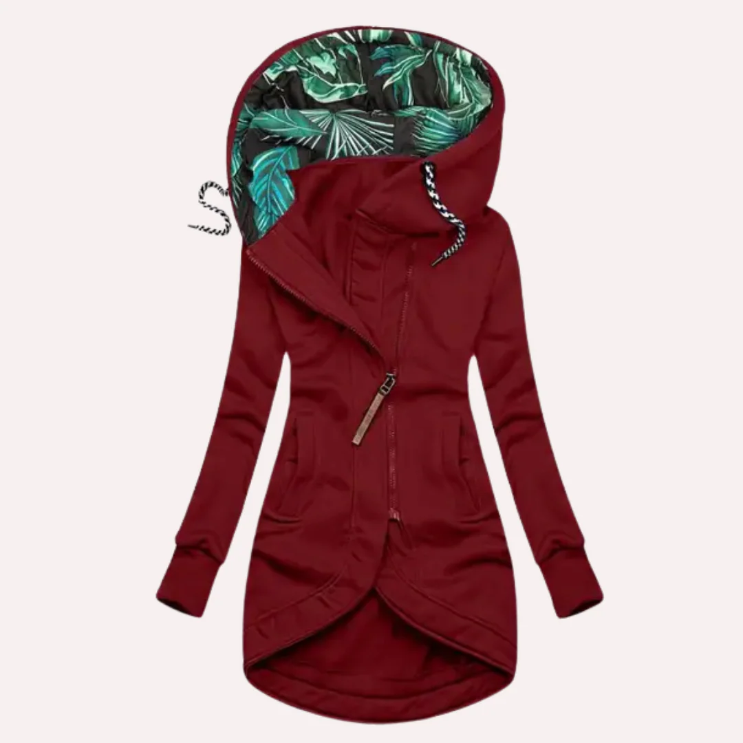 Lune London | Jacket - Slim Fit - Soft Fleece - Printed Hood - Asymmetric Zipper