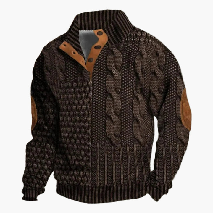 Lune London | Vintage Knit Pattern Bomber Jacket - Trendy Casual Jacket with Button Placket