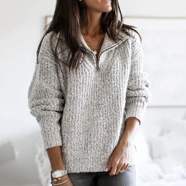 Lune London | Half-Zip Pullover - Loose Fit - Chunky Knit - Soft Wool - Casual Wear