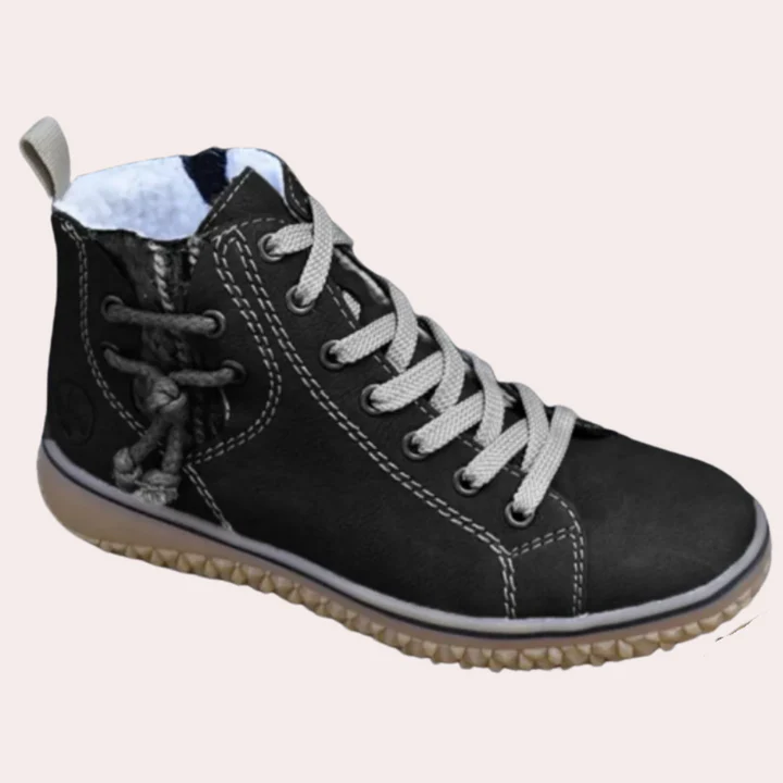Lune London | Ankle boots - Smooth leather - Laces - Profile sole - Slim fit