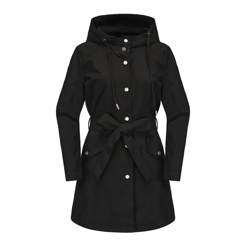 Lune London | Trench coat - Loose fit - Water repellent - With hood - Midi length with belt