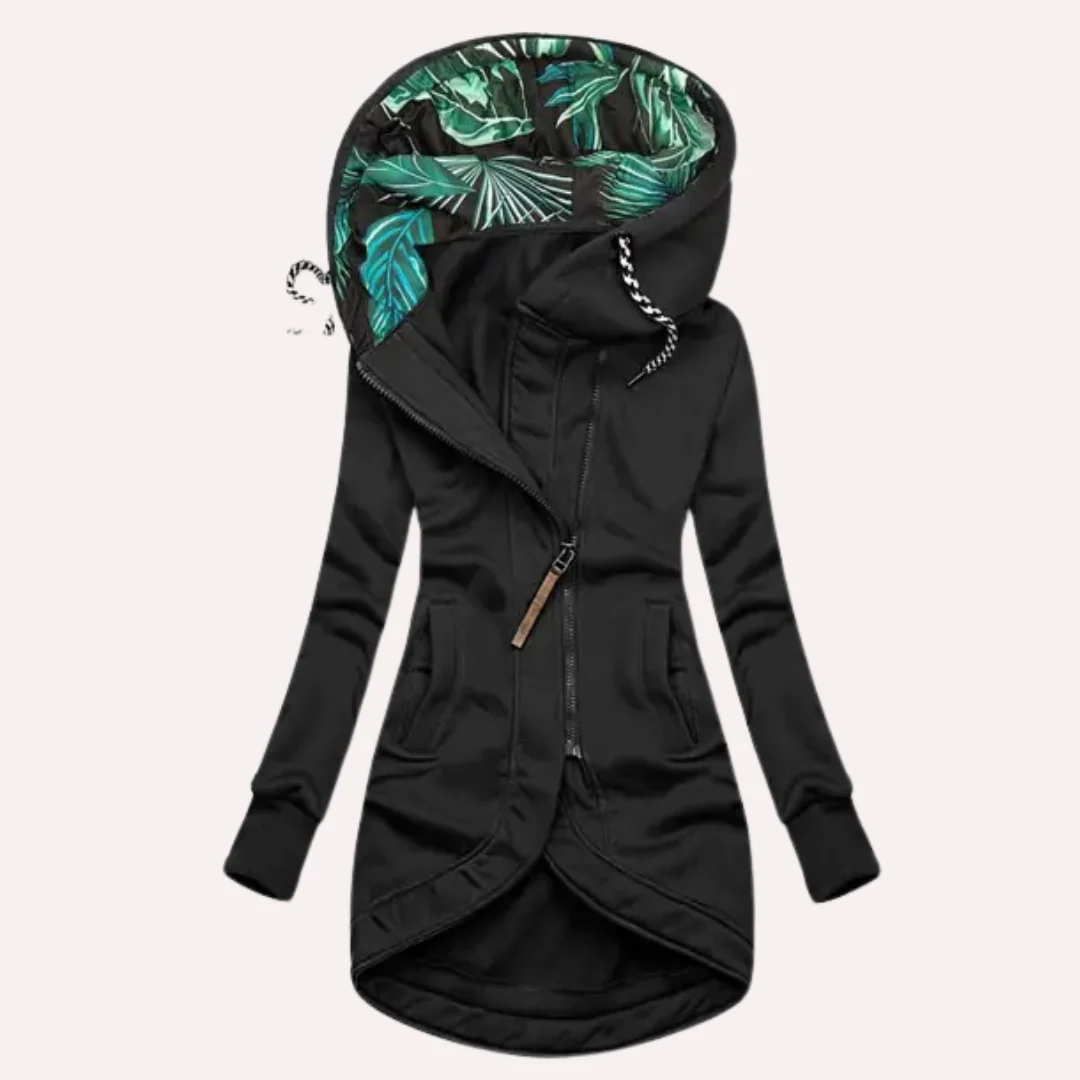 Lune London | Jacket - Slim Fit - Soft Fleece - Printed Hood - Asymmetric Zipper