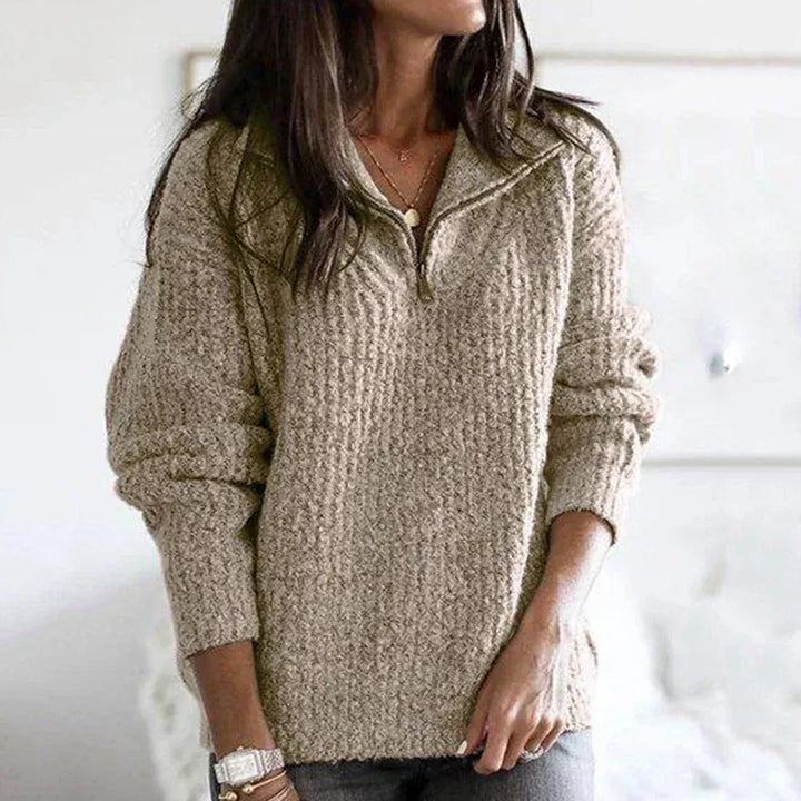 Lune London | Half-Zip Pullover - Loose Fit - Chunky Knit - Soft Wool - Casual Wear