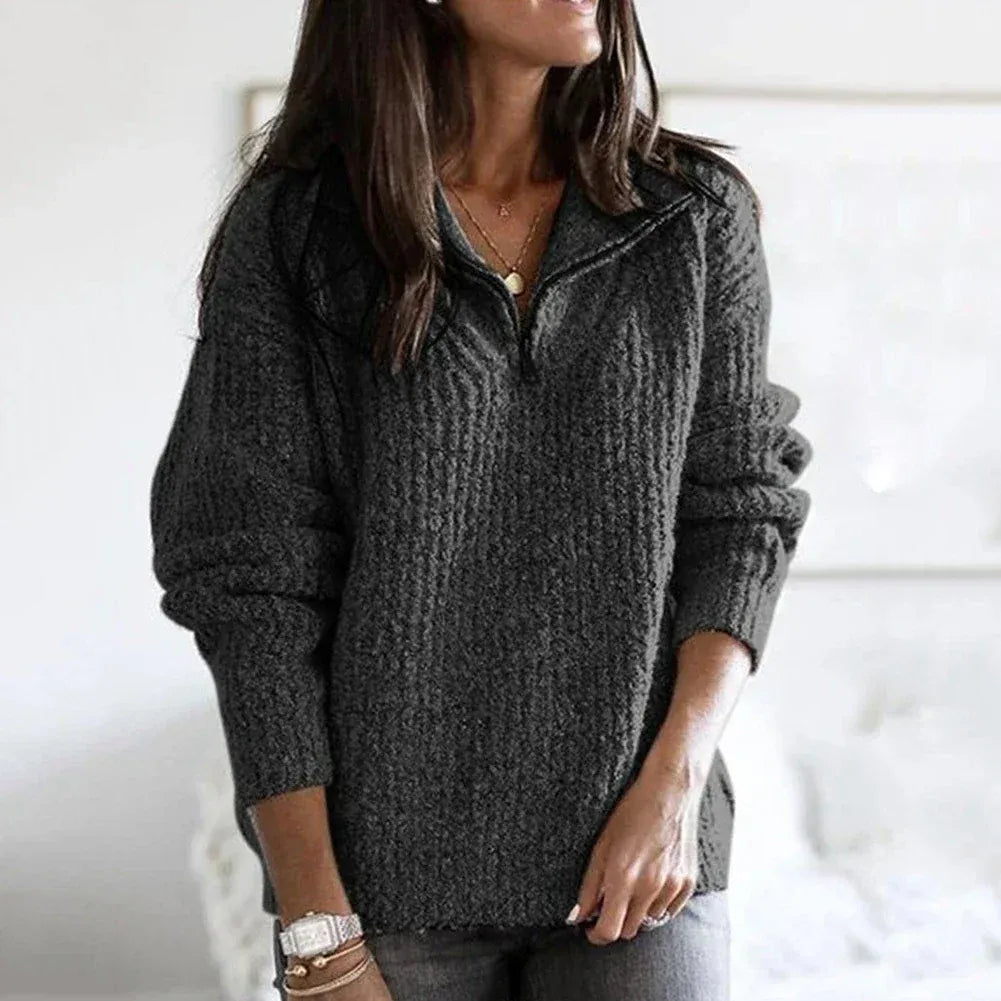 Lune London | Half-Zip Pullover - Loose Fit - Chunky Knit - Soft Wool - Casual Wear