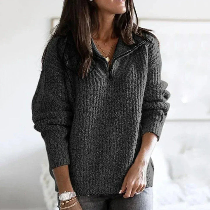 Lune London | Half-Zip Pullover - Loose Fit - Chunky Knit - Soft Wool - Casual Wear