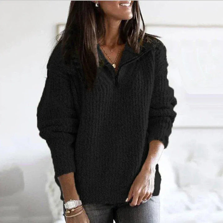 Lune London | Half-Zip Pullover - Loose Fit - Chunky Knit - Soft Wool - Casual Wear