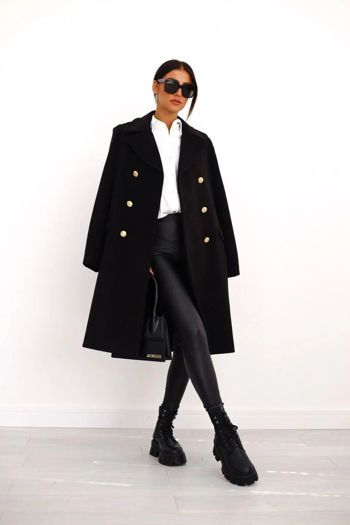 Lune London | longer coat - tailored fit - wool feel - double-breasted - classic lapel