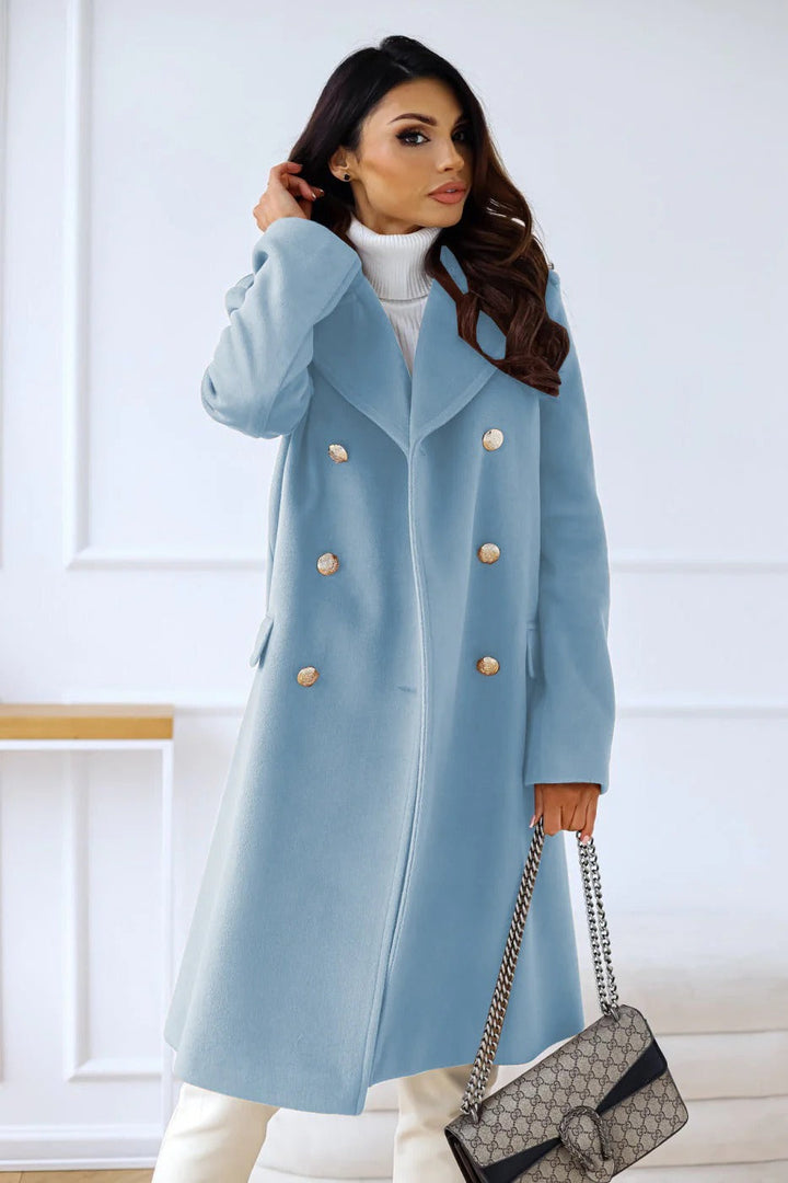 Lune London | longer coat - tailored fit - wool feel - double-breasted - classic lapel