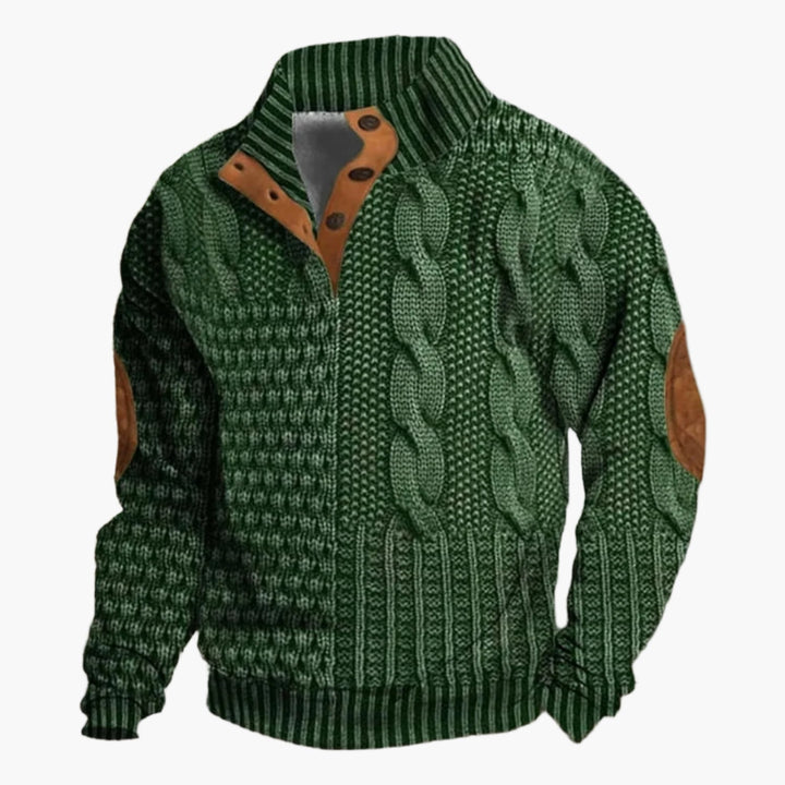 Lune London | Vintage Knit Pattern Bomber Jacket - Trendy Casual Jacket with Button Placket