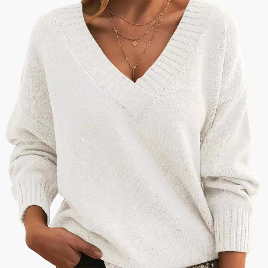 Lune London | V neck sweater - Elegant knit sweater in an oversized style for everyday and office use