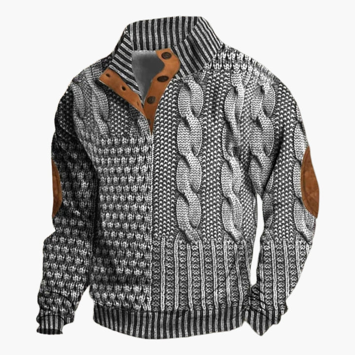 Lune London | Vintage Knit Pattern Bomber Jacket - Trendy Casual Jacket with Button Placket
