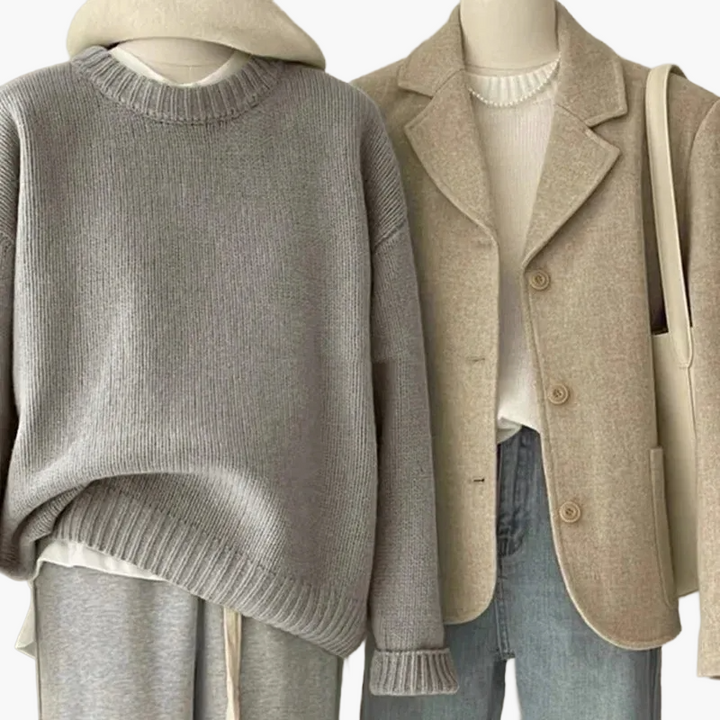 Lune London | Casual Japanese Retro Style Set - Knit Sweater and Blazer for Everyday and Leisure