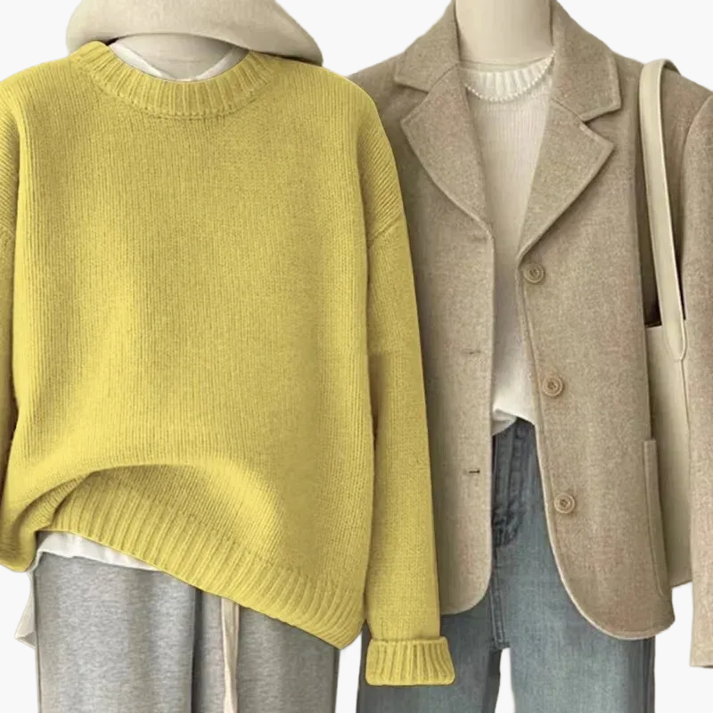 Lune London | Casual Japanese Retro Style Set - Knit Sweater and Blazer for Everyday and Leisure