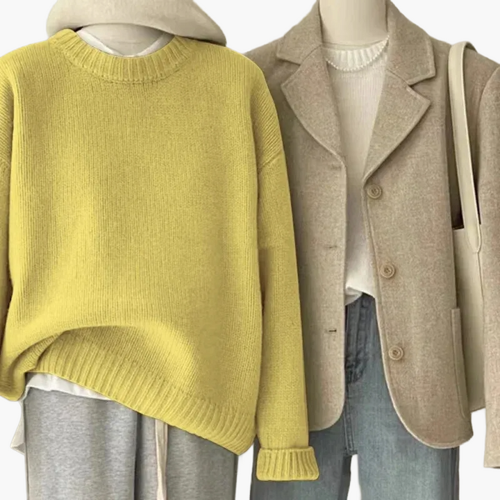 Lune London | Casual Japanese Retro Style Set - Knit Sweater and Blazer for Everyday and Leisure