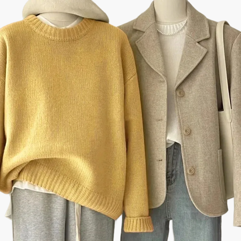 Lune London | Casual Japanese Retro Style Set - Knit Sweater and Blazer for Everyday and Leisure