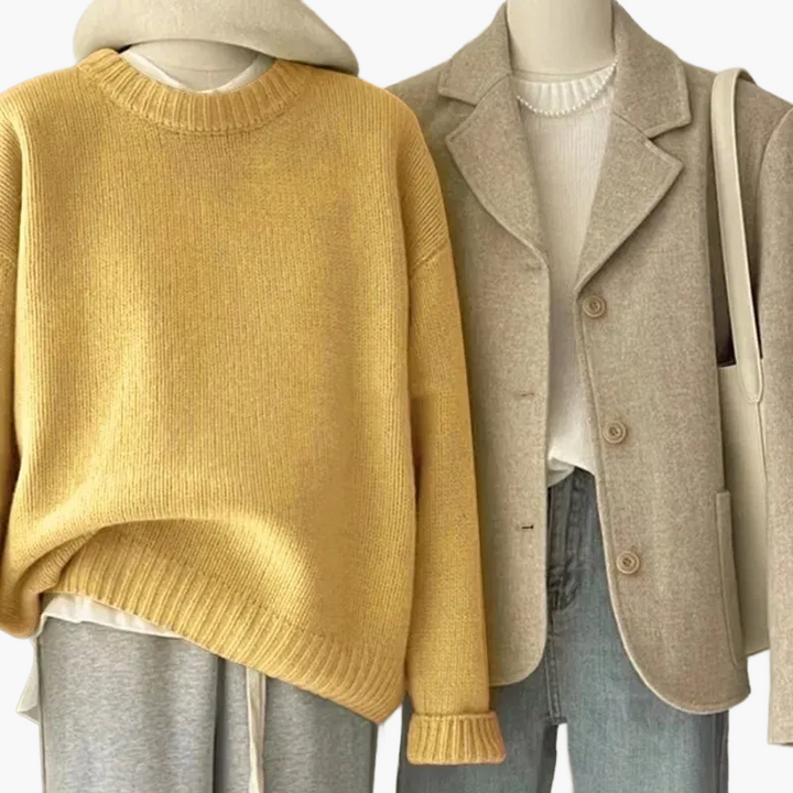 Lune London | Casual Japanese Retro Style Set - Knit Sweater and Blazer for Everyday and Leisure