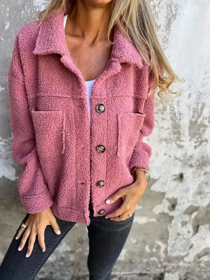 Lune London | Jacket - Oversized Fit - Soft Teddy Texture - Button Closure - Casual Look