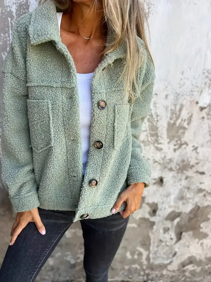 Lune London | Jacket - Oversized Fit - Soft Teddy Texture - Button Closure - Casual Look
