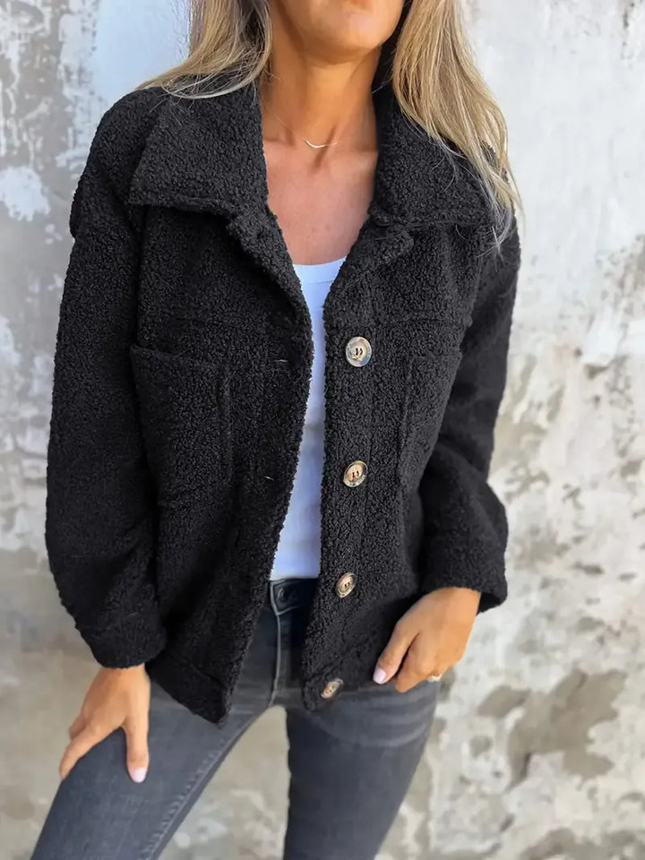 Lune London | Jacket - Oversized Fit - Soft Teddy Texture - Button Closure - Casual Look