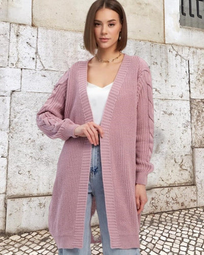 Lune London | Knitted coat - Plus size - Cable knit sleeves - Long open front