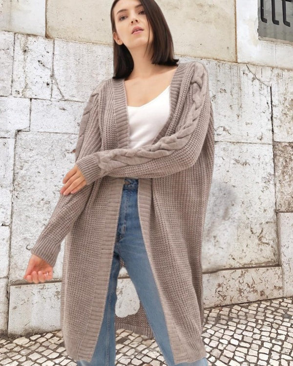 Lune London | Knitted coat - Plus size - Cable knit sleeves - Long open front